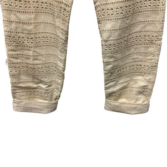 MaxMara Weekend Womens Lace Embroidered Pants Size 4 Beige Fully Lined - Picture 8 of 10